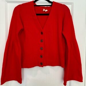 Anthropologie MOTH Red Bell Sleeve Button-Up Wool
Blend Cardigan Sweater Size S